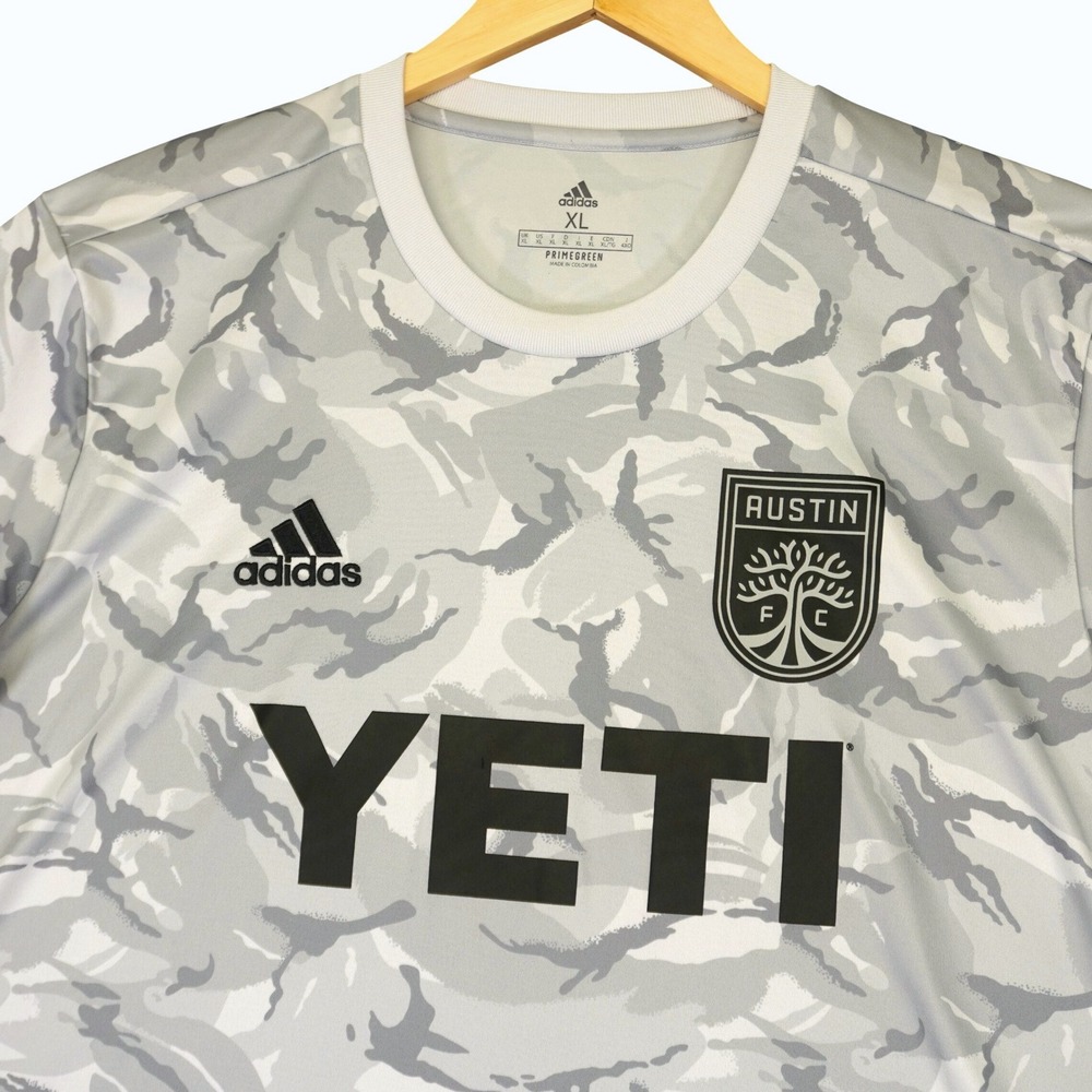 Adidas Austin FC Pre-Match Jersey Mens XL Grey Camo Yeti Soccer Shirt AeroReady